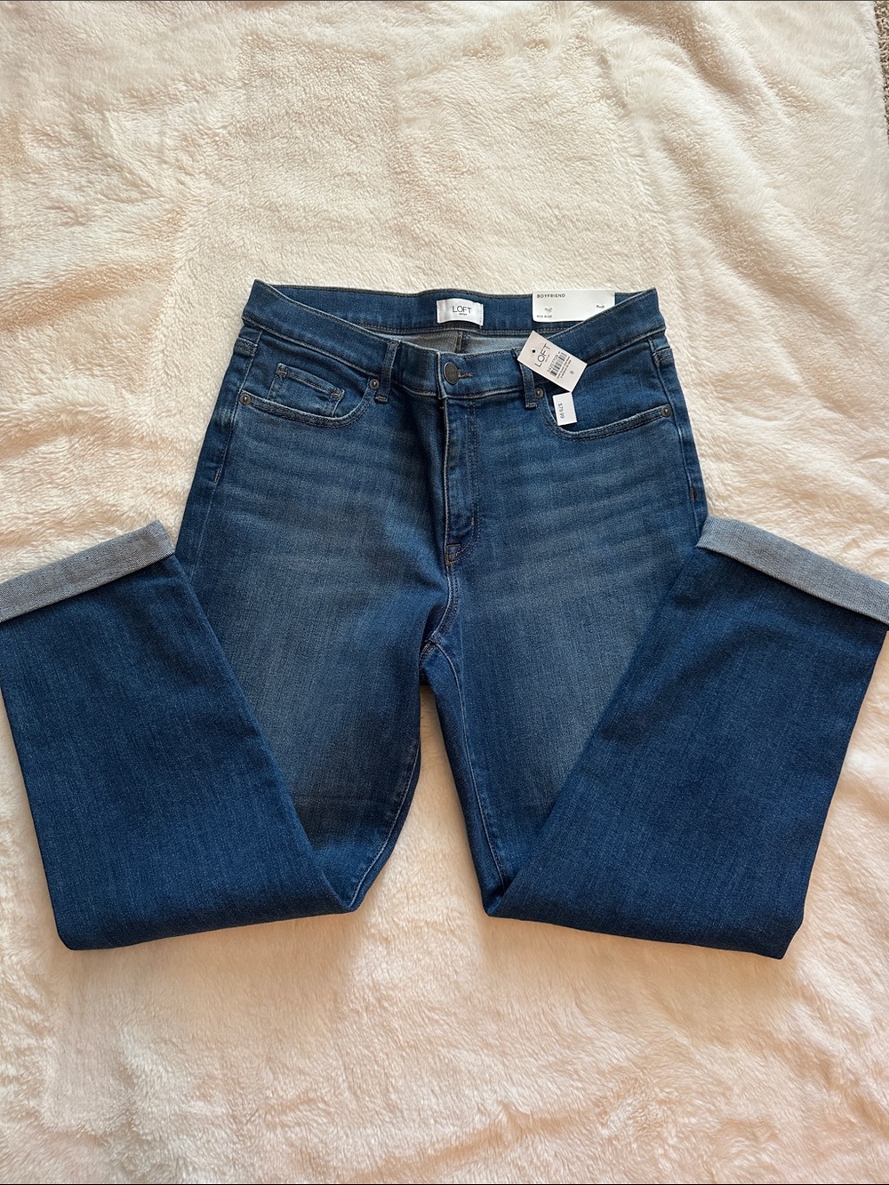 LOFT Women's Boyfriend Jeans in Dark Blue Denim